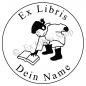 Preview: Round exlibris stamp •Girl with book•